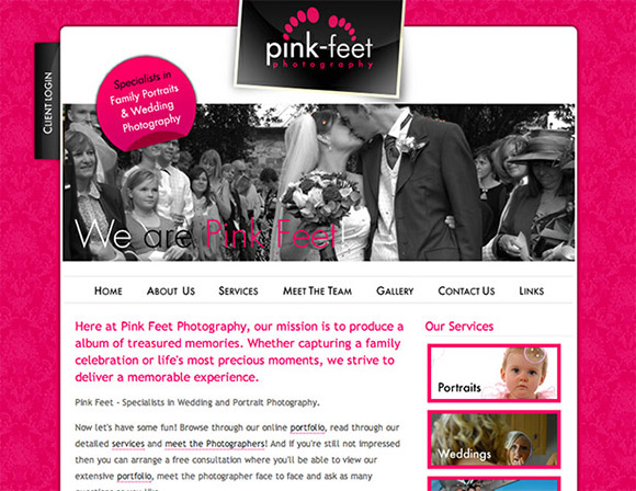 An example of a pink website.